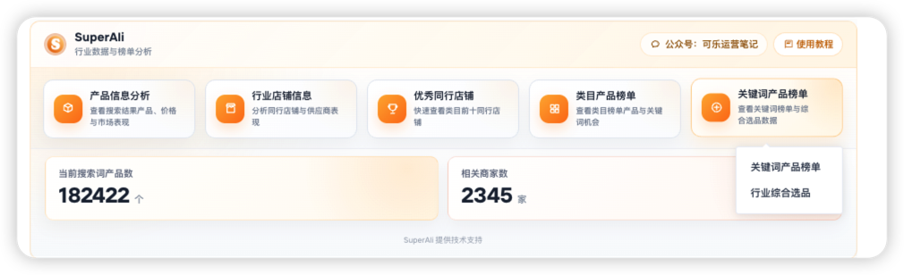关键词产品榜单入口